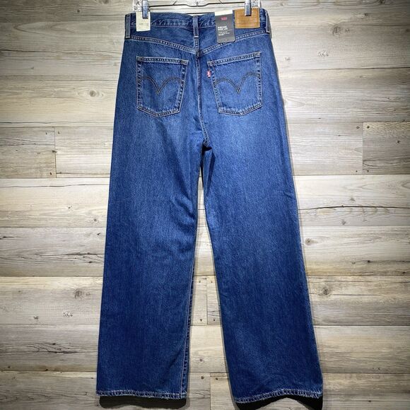 Levi's Premium Ribcage Wide Leg Blue Jeans Women’s 31x32 High Rise Cotton Big E - Picture 2 of 14
